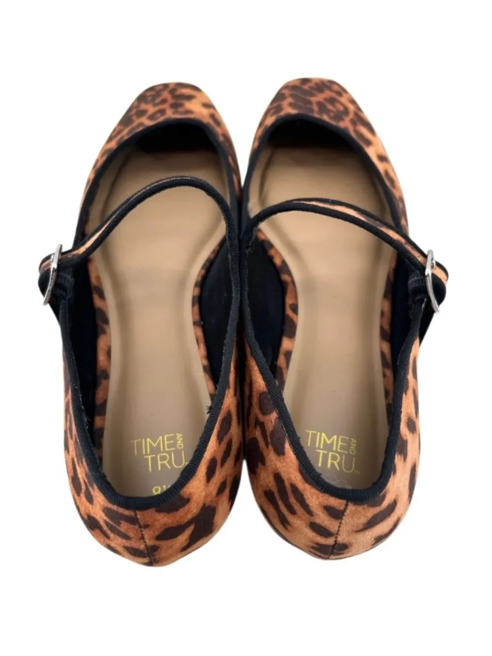 Faux Leather Mary Jayne Flats Leopard Print Shoes Size 8.5